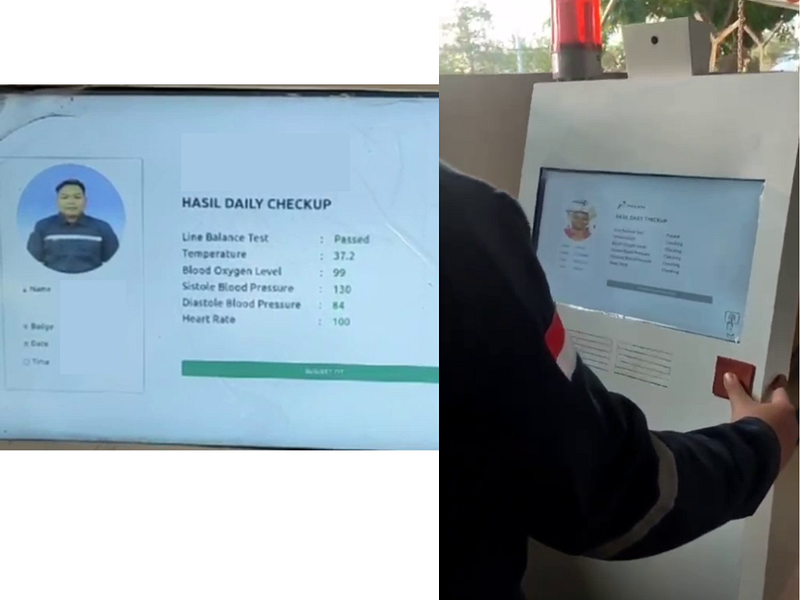 Penggunaan dari perangkat Kiosk cek kesehatan