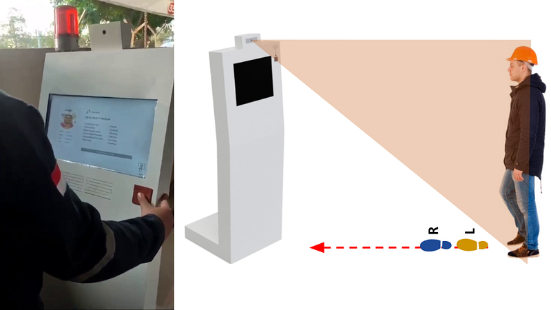 Health check kiosk equipped with AI, can perform Romberg balance test, SPO2, blood pressure, heart rate, and body temperature