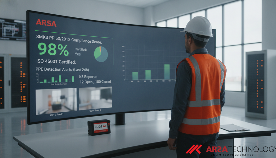 Meningkatkan ROI dengan Software AI K3 sesuai SMK3 PP 50 2012 dan ISO 45001: Studi Kasus ARSA AI Box